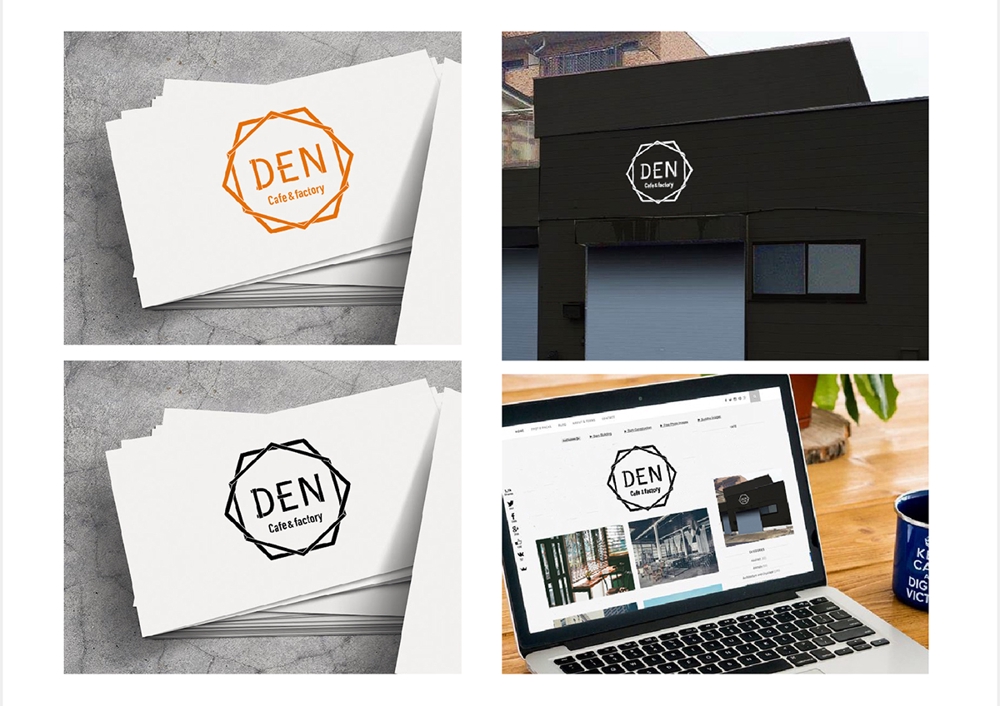 町工場の中にある多目的スペースカフェ「DEN」のロゴ作成