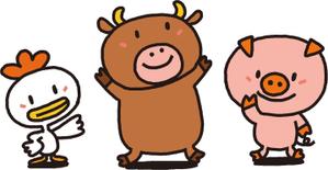 見杉　宗則 (woodstock21)さんのお肉屋さん（牛・豚・鶏）のキャラクターデザインへの提案