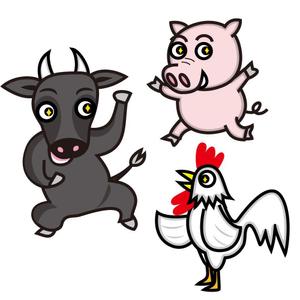 かものはしチー坊 (kamono84)さんのお肉屋さん（牛・豚・鶏）のキャラクターデザインへの提案