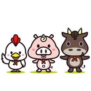 yellow_frog (yellow_frog)さんのお肉屋さん（牛・豚・鶏）のキャラクターデザインへの提案