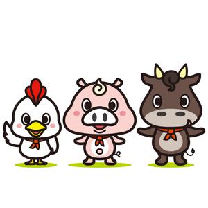 yellow_frog (yellow_frog)さんのお肉屋さん（牛・豚・鶏）のキャラクターデザインへの提案