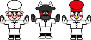 ごー・ほーむ (go_home)さんのお肉屋さん（牛・豚・鶏）のキャラクターデザインへの提案