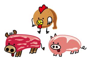 Yasu (yakkomail2615)さんのお肉屋さん（牛・豚・鶏）のキャラクターデザインへの提案