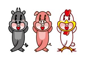 Yasu (yakkomail2615)さんのお肉屋さん（牛・豚・鶏）のキャラクターデザインへの提案