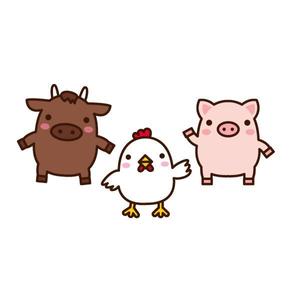 植村 晃子 (pepper13)さんのお肉屋さん（牛・豚・鶏）のキャラクターデザインへの提案