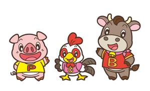 ナカムラアキオ (p-sunz)さんのお肉屋さん（牛・豚・鶏）のキャラクターデザインへの提案