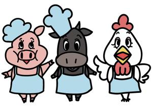 Ayumi illustration ()さんのお肉屋さん（牛・豚・鶏）のキャラクターデザインへの提案