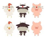 Piko (byebyekiiiiiiiin)さんのお肉屋さん（牛・豚・鶏）のキャラクターデザインへの提案