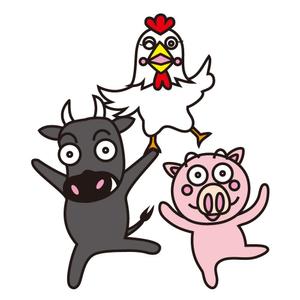 かものはしチー坊 (kamono84)さんのお肉屋さん（牛・豚・鶏）のキャラクターデザインへの提案