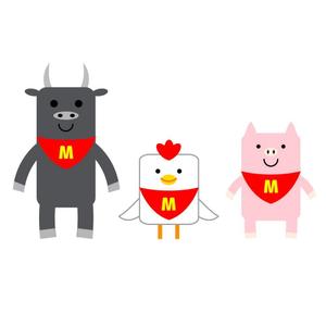nuts130 (nuts130)さんのお肉屋さん（牛・豚・鶏）のキャラクターデザインへの提案