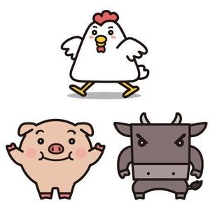 nanoshiro (nanoshiro11)さんのお肉屋さん（牛・豚・鶏）のキャラクターデザインへの提案