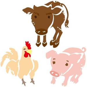 泉 留美 (gugra)さんのお肉屋さん（牛・豚・鶏）のキャラクターデザインへの提案