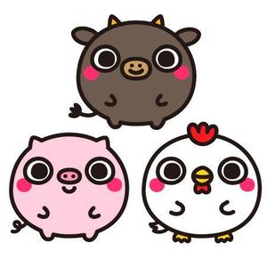 ParuNaka (parunaka)さんのお肉屋さん（牛・豚・鶏）のキャラクターデザインへの提案