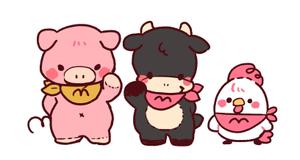 イラストレーター　miyu ()さんのお肉屋さん（牛・豚・鶏）のキャラクターデザインへの提案