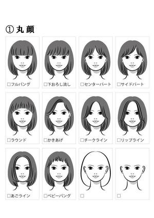 ＹＡ－ＹＡ (ya-mada-yasu-ko)さんの美容室のカウンセリング時の顔型、前髪別イラストのシートへの提案