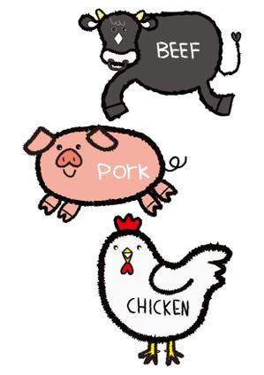 倉谷美代子　　happypac (miyoko_ku)さんのお肉屋さん（牛・豚・鶏）のキャラクターデザインへの提案