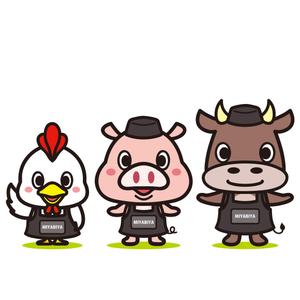yellow_frog (yellow_frog)さんのお肉屋さん（牛・豚・鶏）のキャラクターデザインへの提案