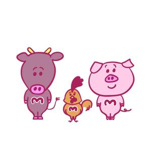 マコカフェ営業中 (macoto152cm)さんのお肉屋さん（牛・豚・鶏）のキャラクターデザインへの提案