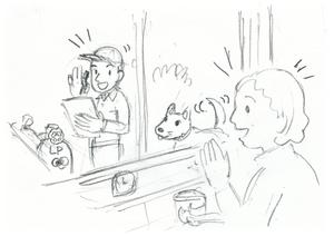nuts06さんの絵本風パンフレットに差し込むイラストの絵コンテ（構図案）への提案