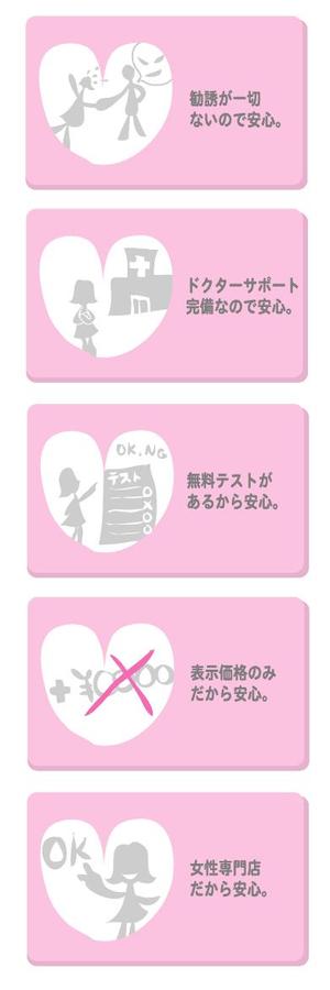 kusunei (soho8022)さんのエステサロン広告に入れる“安心ポイント”のイラストデザインへの提案