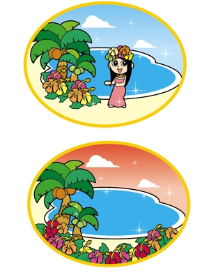 さんのハワイをイメージしたイラスト 2点への提案