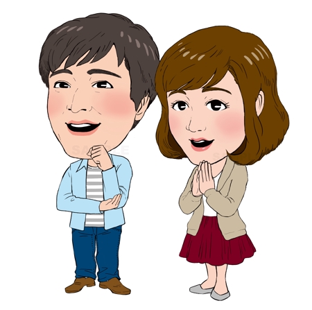 etsuko (etsuko_20170706)さんの既存キャラクターと同じテイストの夫婦キャラクターのデザインへの提案