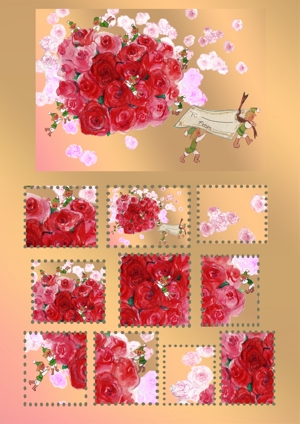 bun1さんの6月2日ローズの日　記念切手シートのデザインへの提案