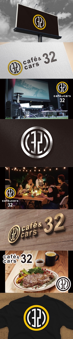 k_31 (katsu31)さんの新規Open飲食店カフェダイニング「café&cars 32」のロゴへの提案