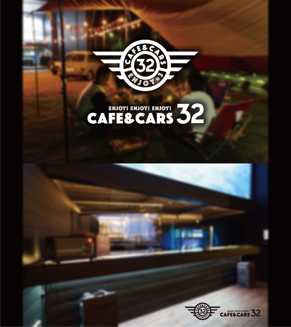新規Open飲食店カフェダイニング「café&cars 32」のロゴ
