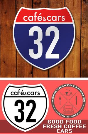 Kすけ (OKEI)さんの新規Open飲食店カフェダイニング「café&cars 32」のロゴへの提案