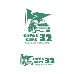 dscltyさんの新規Open飲食店カフェダイニング「café&cars 32」のロゴへの提案