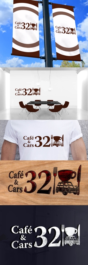 Watanabe.D (Watanabe_Design)さんの新規Open飲食店カフェダイニング「café&cars 32」のロゴへの提案