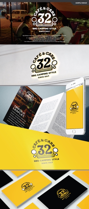 take5-design (take5-design)さんの新規Open飲食店カフェダイニング「café&cars 32」のロゴへの提案