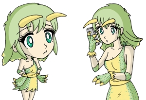 水無月桔梗 (kawi666)さんのトリケラトプスを擬人化した萌えキャラクターのデザインへの提案