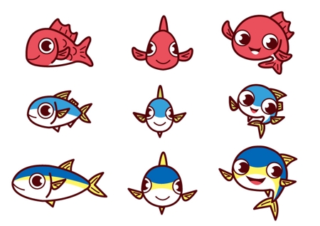 Marukeiさんの事例 実績 提案 真鯛 マダイ と鯵 アジ と鰤 ブリ のキャラクターデザイン 佐伯市を代表する魚 クラウドソーシング ランサーズ