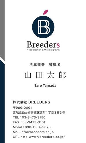 SHOGO (shogo6188)さんの企業の成長と投資を支援する会社『BREEDERS, INC.』の名刺デザインへの提案