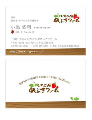 u-ko (u-ko-design)さんの一般社団法人「いちごの里めぶきファーム」の名刺デザインへの提案