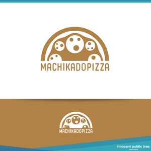 Innocent public tree (nekosu)さんのテイクアウト、移動販売のピザ屋「MACHIKADOPIZZA」のロゴへの提案