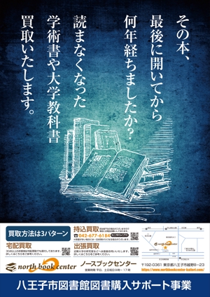 T's CREATE (takashi810)さんの古本の買取に関する図書館のパネル広告のデザインと推敲への提案