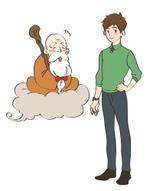 沙 (pentsu)さんの終活情報サイト内で登場する「仙人」と「20代男性」のキャラクターデザインへの提案
