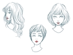 祭 (matsuri0926)さんの美容室の集客サイトのクーポンで使用する目を引く首から上の顔型別髪のイラストへの提案