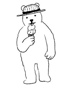 高野かわせみ (ruricough)さんのアウトドア商品にプリントする『アイスまたはかき氷を食べているクマ』のイラストへの提案