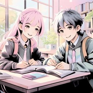 hangrand (hangrand)さんの学習塾の広告に掲載する中学生や高校生（男子と女子両方）のイラストへの提案