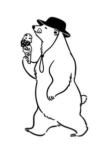 Yuriri (Yuriri)さんのアウトドア商品にプリントする『アイスまたはかき氷を食べているクマ』のイラストへの提案