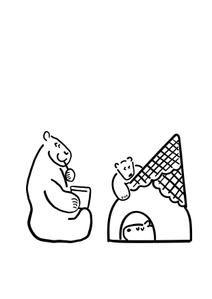 masami mizuno (mizuno56611)さんのアウトドア商品にプリントする『アイスまたはかき氷を食べているクマ』のイラストへの提案