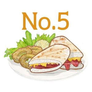 袋鵜の豆本屋　こうづあきら (akira_koudzu_torikawa)さんの【ランチ】キューバンサンドカフェ「No.5」のキューバンサンドのイラストへの提案