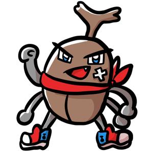 はこ (hako_ksdt)さんのカブトムシを擬人化させて力強くポーズしてニッと笑ったイラストへの提案