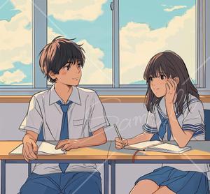 悠希 (yuruta1224)さんの学習塾の広告に掲載する中学生や高校生（男子と女子両方）のイラストへの提案