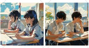 悠希 (yuruta1224)さんの学習塾の広告に掲載する中学生や高校生（男子と女子両方）のイラストへの提案