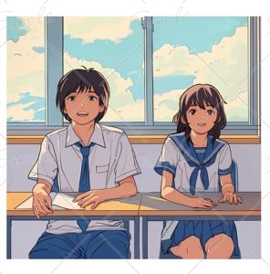 悠希 (yuruta1224)さんの学習塾の広告に掲載する中学生や高校生（男子と女子両方）のイラストへの提案